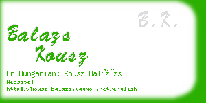 balazs kousz business card